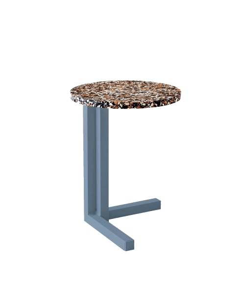Muebles Mesas auxiliares | Mini mesa auxiliar aluminio azul y terrazzo negro - WQ27060