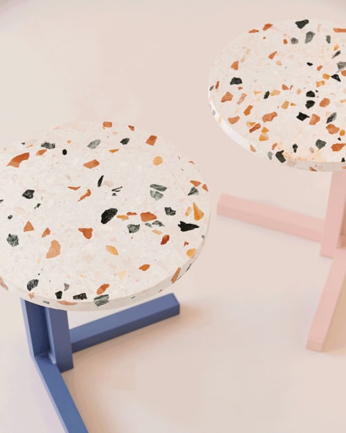 Muebles Mesas auxiliares | Mini mesa auxiliar aluminio rosa y terrazzo multicolor - LI51189