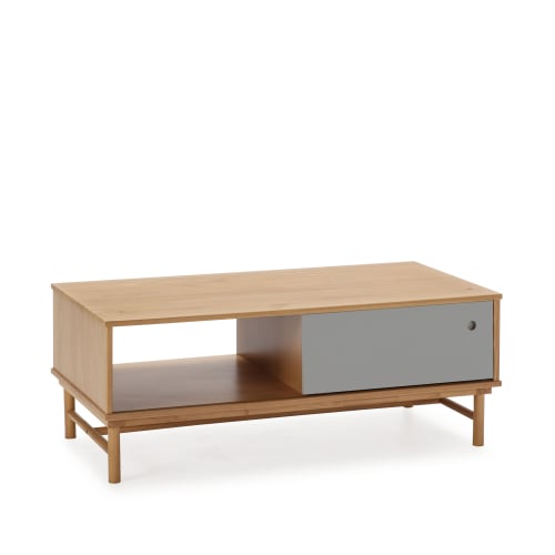 Meubles Tables basses | Table basse 1 porte coulissante 1 creux, bois massif, longueur 110 cm - ZK13285