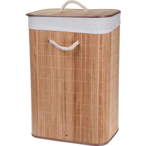 Déco Rangements salle de bain | Panier à linge en bambou et intérieur amovible en coton - ST14231