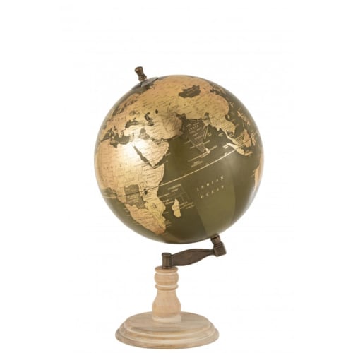 Déco Globes | Globe sur pied kaki et or H50cm - FP03018