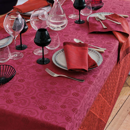 Nappe ovale 180x240 cm imprimée 100% polyester BISTROT Rouge