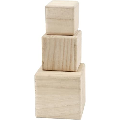 Cubes en bois dim 5+6+8 cm paulownia 3pièces 