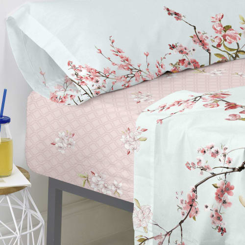 Ropa de hogar y alfombras Sábanas bajeras | Sábana bajera 100% algodón  rosa 105x200 [cama 105] - KK45071