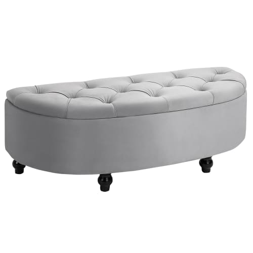 Canapés et fauteuils Banquettes | Pouf de rangement coffre classique capitonné demi-cercle velours gris - XZ76170