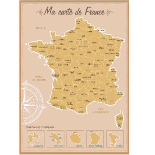 Déco Affiches et posters | Décoration murale carte de France à gratter 52x73cm - NR98785