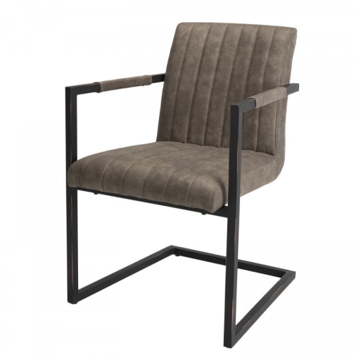 Canapés et fauteuils Fauteuils | Lot de 2 fauteuils tissu taupe et pieds métal noir - DM77545