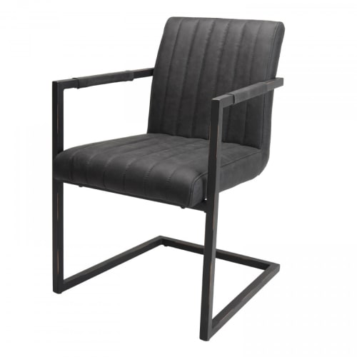 Canapés et fauteuils Fauteuils | Lot de 2 fauteuils tissu gris anthracite et pieds métal noir - XK13930