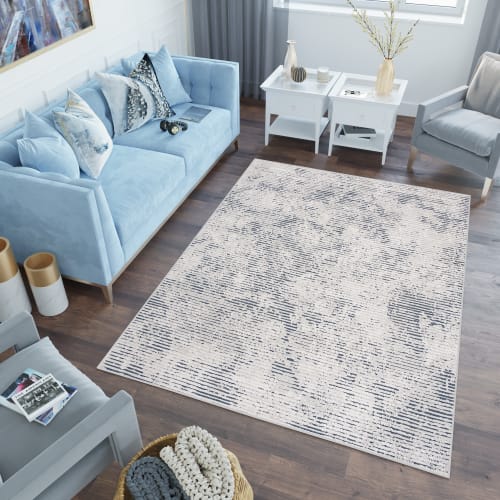 Tappeto da soggiorno beige blu efetto 3d morbido 160 x 220 cm LOTUS