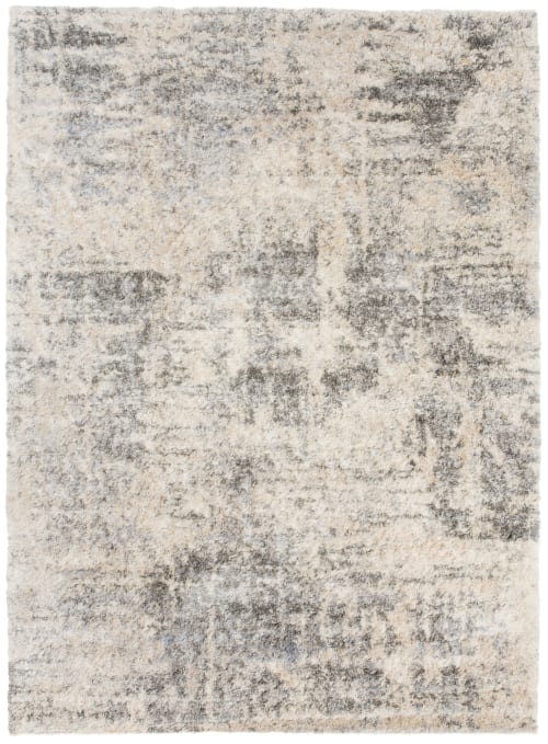 Alfombra de salón gris beige rayas shaggy 200 x 300 cm VERSAY