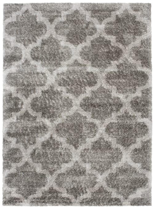 Alfombra de salón beige gris rayas shaggy 200 x 300 cm VERSAY