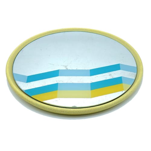 Déco Miroirs | Miroir lignes en béton jaune D28cm - XB36094