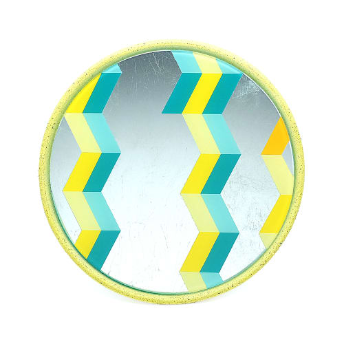Déco Miroirs | Miroir lignes basses en béton jaune D28cm - WQ11881