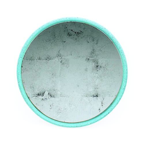 Déco Miroirs | Miroir antique en béton vert D28cm - OQ03648