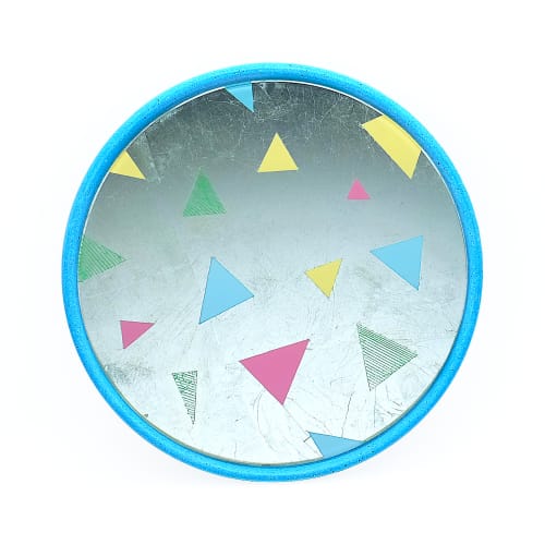 Déco Miroirs | Miroir triangle en béton bleu D28cm - LH05148