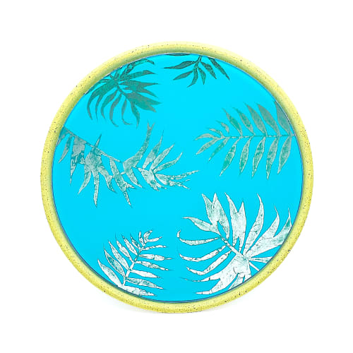 Déco Miroirs | Miroir feuilles de palmier 1 en béton jaune D28cm - JB19944