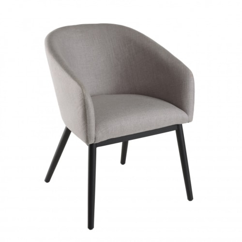 Meubles Chaises | Lot de 2 chaises gris perle et pieds en métal noir - JR42827