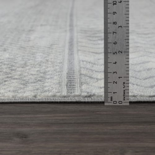 SURYA - Tapis Scandinave Bohème ADELE - 130x1- 80cm - Gris et Ivoire