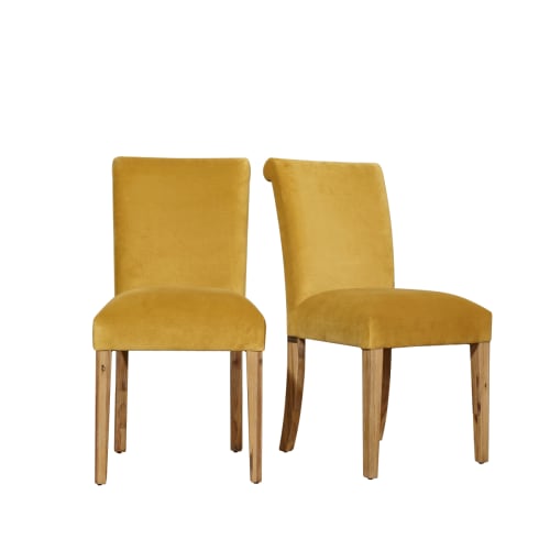 Meubles Chaises | Lot de 2 chaises en velours jaune moutarde - IF07085