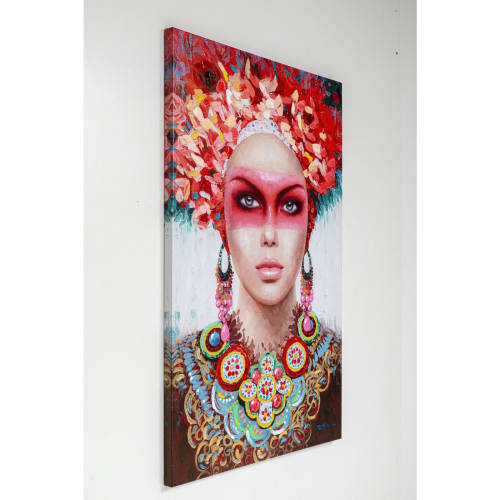 Déco Toiles et tableaux | Toile femme tribale couronne de fleurs 90x140 - WX46722