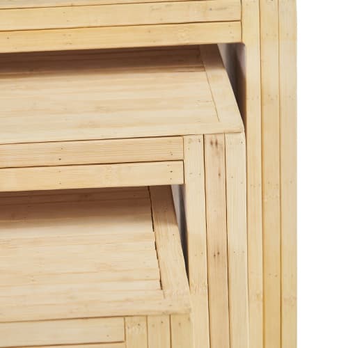 Muebles Mesas auxiliares | Set de 3 mesas auxiliares cuadradas de madera - KB32342