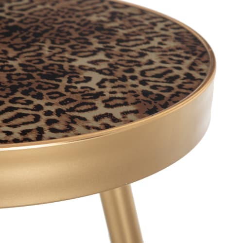 Muebles Mesas auxiliares | Mesita de leopardo con 3 pies de metal y PVC  dorada - HO09806