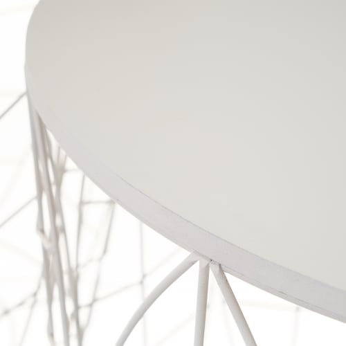 Muebles Mesas auxiliares | Set de 2 mesas auxiliares con hojas de metal y DM blancas - WU59679