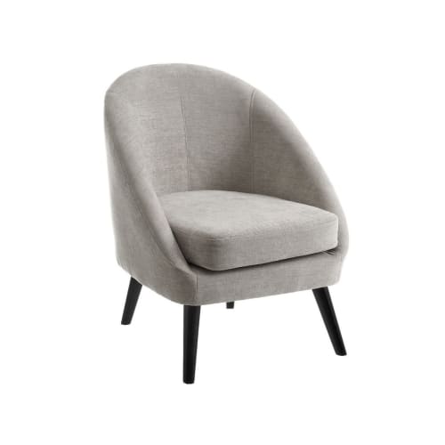 Canapés et fauteuils Fauteuils | Fauteuil compact et enveloppant gris tissu chenille - PV13909