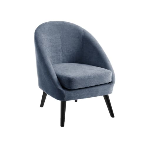 Canapés et fauteuils Fauteuils | Fauteuil compact et enveloppant bleu tissu chenille - DJ22384