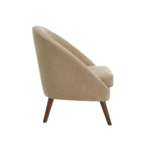 Canapés et fauteuils Fauteuils | Fauteuil compact et enveloppant beige tissu chenille - EQ08478