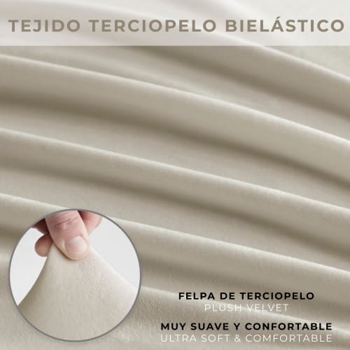 Funda de sofá bielástica de terciopelo beige 175 - 225 VELVET | Maisons du  Monde