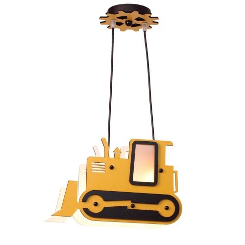 Lámpara de techo infantil amarillo con forma de excavadora