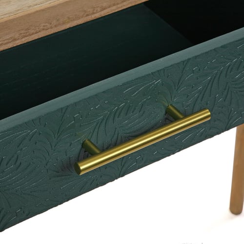 Muebles Mesas auxiliares | Consola de entrada aglomerado (efecto madera) blanco, verde y marrón - YC72735
