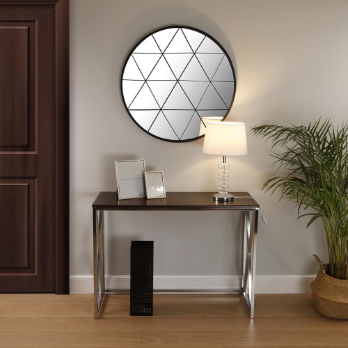 Muebles Mesas auxiliares | Consola de entrada de aglomerado (efecto madera)  y metal marrón - UP23914