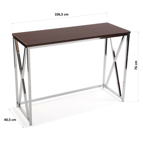 Muebles Mesas auxiliares | Consola de entrada de aglomerado (efecto madera)  y metal marrón - UP23914