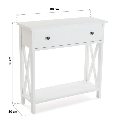 Muebles Mesas auxiliares | Consola de entrada aglomerado (efecto madera) blanco, azul y verde - ZX27172