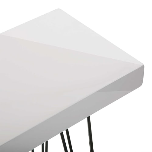 Muebles Mesas auxiliares | Consola de entrada  en aglomerado (efecto madera)  y metal blanco - TH72520