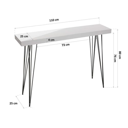 Muebles Mesas auxiliares | Consola de entrada  en aglomerado (efecto madera)  y metal blanco - TH72520