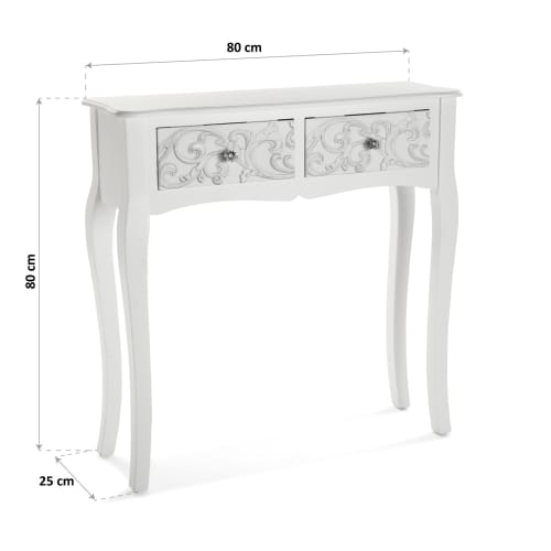 Muebles Mesas auxiliares | Consola de entrada en aglomerado (efecto madera) blanco - KM82576