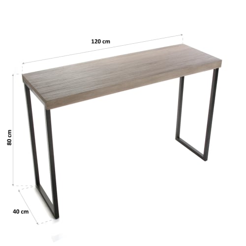Muebles Mesas auxiliares | Consola de entrada  en aglomerado (efecto madera)  y metal marrón - YH14522