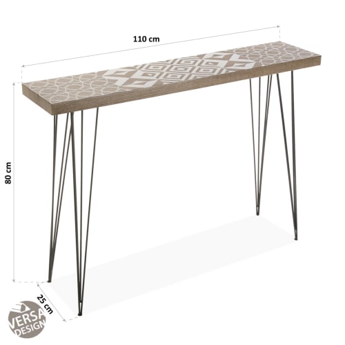 Muebles Mesas auxiliares | Consola de entrada en metal y  en aglomerado, marrón y blanco - IS99043
