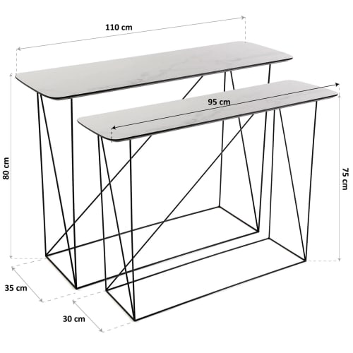 Muebles Mesas auxiliares | Consola de entrada en aglomerado (efecto madera) y metal blanco - MI29871