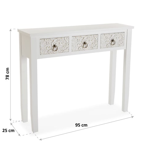 Muebles Mesas auxiliares | Consola de entrada aglomerado (efecto madera) blanco - GF22774