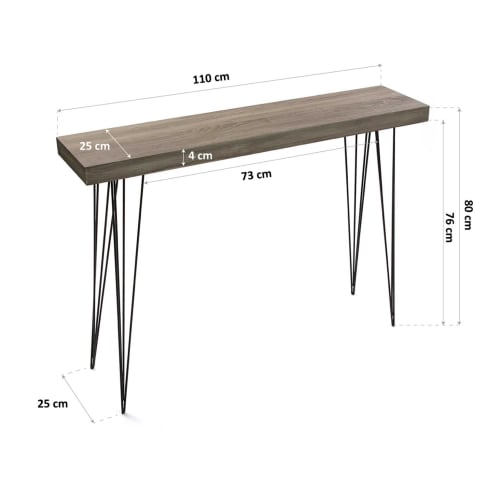 Muebles Mesas auxiliares | Consola de entrada en aglomerado (efecto madera) y metal marrón - DK79122