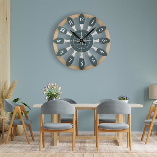 Reloj de pared estilo vintage en madera gris DYNEVOR Maisons du