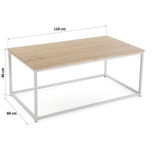 Muebles Mesas auxiliares | Mesa de centro madera y metal blanco - NZ74370