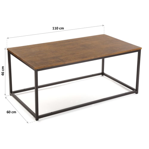Muebles Mesas auxiliares | Mesa de centro en aglomerado (efecto madera) y metal negro - JN73982