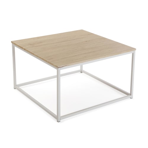 Muebles Mesas auxiliares | Mesa de centro de aglomerado (efecto madera)  y metal blanco - FL21598