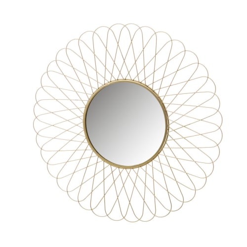 Déco Miroirs | Miroir rond soleil métal doré - JO46162