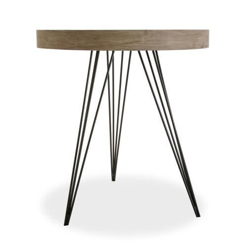 Muebles Mesas auxiliares | Mesa auxiliar aglomerado (efecto madera) y metal marrón y negro - OD30203